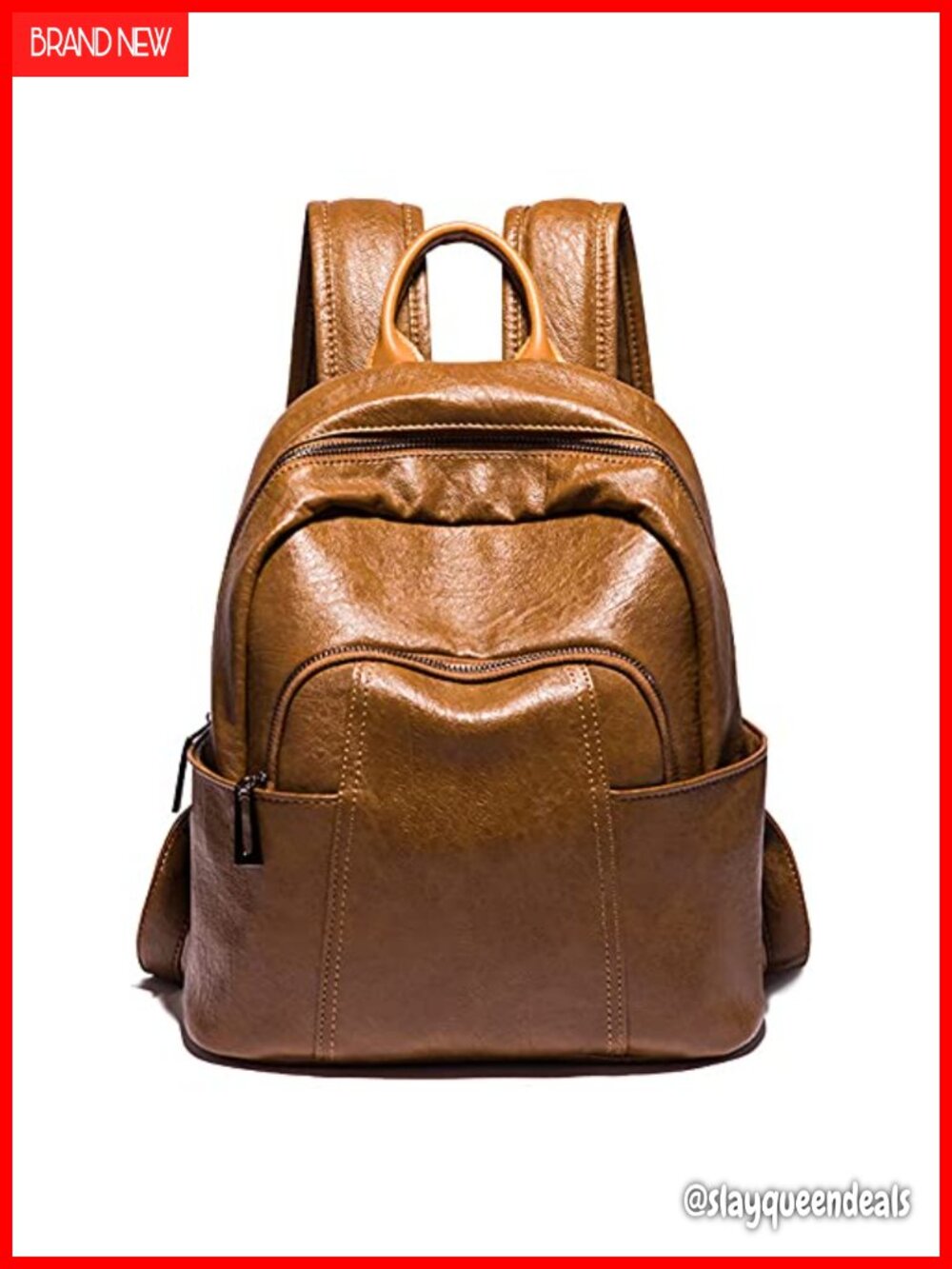 Large Leather Backpack for Women, Lightweight Waterproof Satchel Handbag,